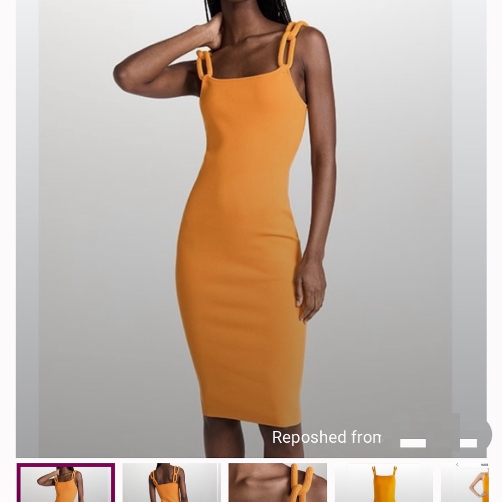 Elegant Orange Sleeveless Dress